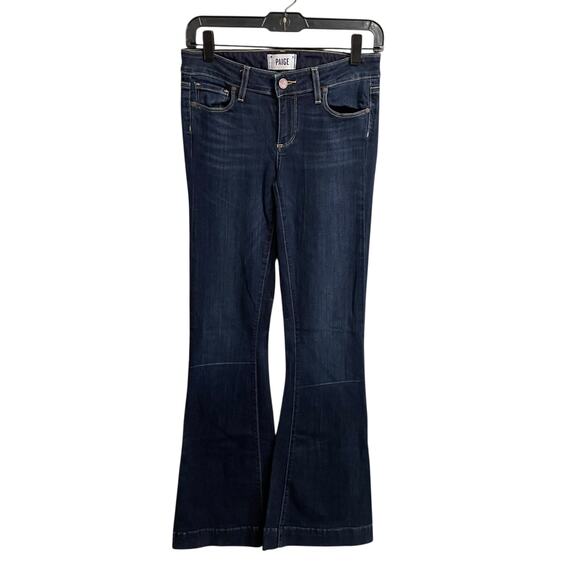 Paige Fiona Dark Wash Denim Mid Rise Flare Leg Jean Womens Size 26 - Picture 2 of 7